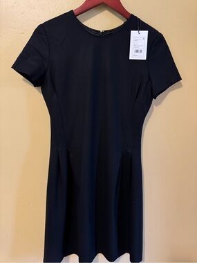 Theory NWT Black Short-Sleeve Fit & Flare Dress